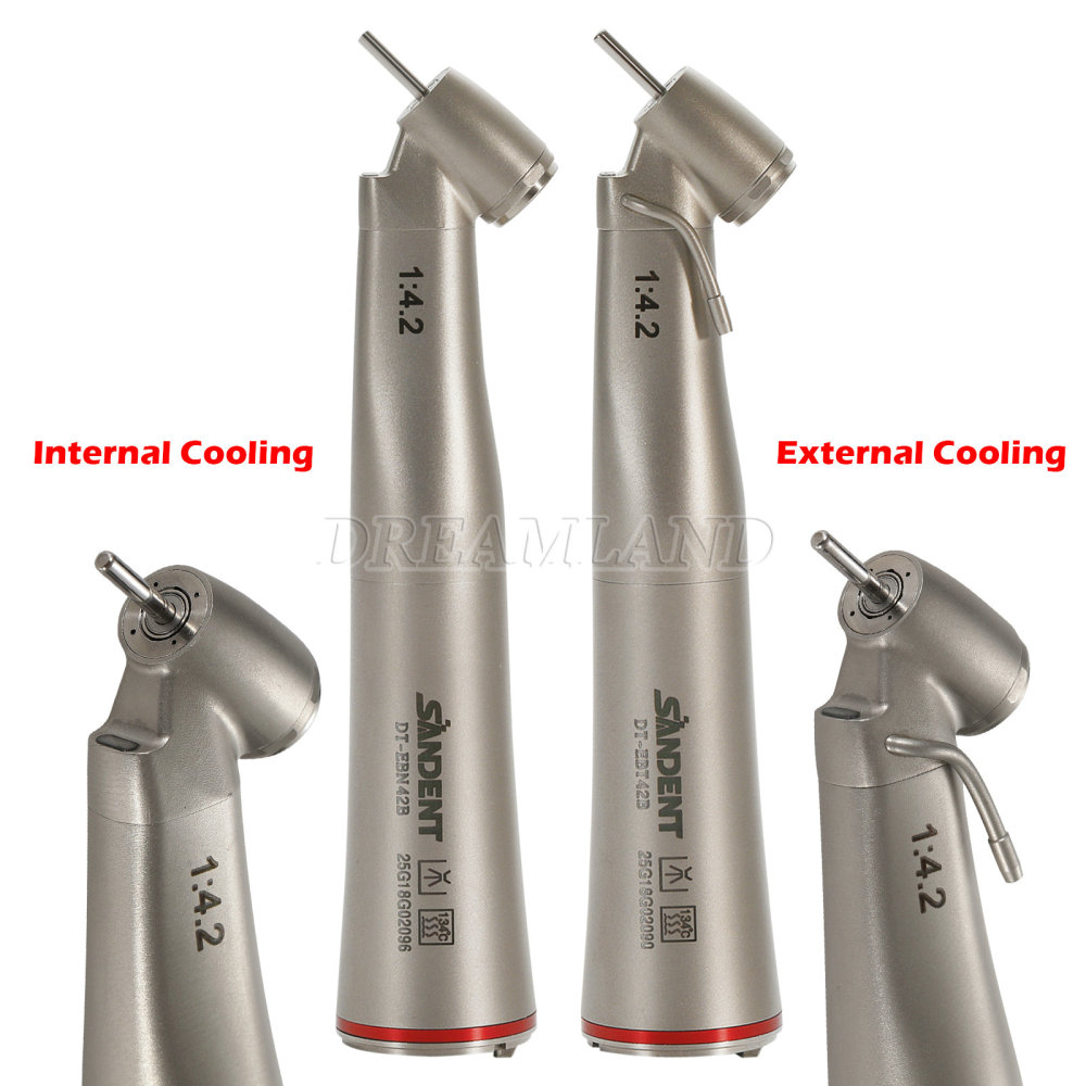Upgrade verion Sandent brand Dental 1:4.2 Increasing Handpiece 45 Degree Fiber Optic Electric Contra Angle