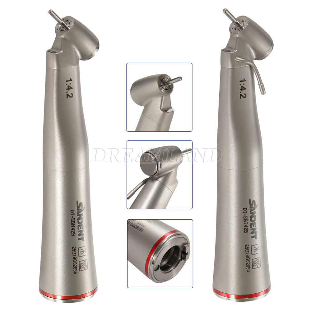 Upgrade verion Sandent brand Dental 1:4.2 Increasing Handpiece 45 Degree Fiber Optic Electric Contra Angle