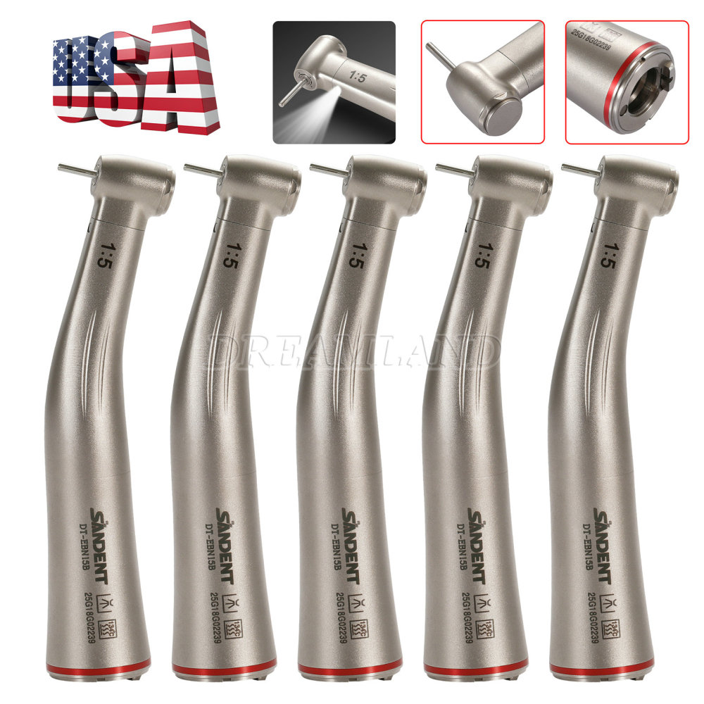 Upgrade Sandent brand Dental 1:5 Increasing LED Fiber Optic Electric Contra Angle Handpiece Standard/Mini head