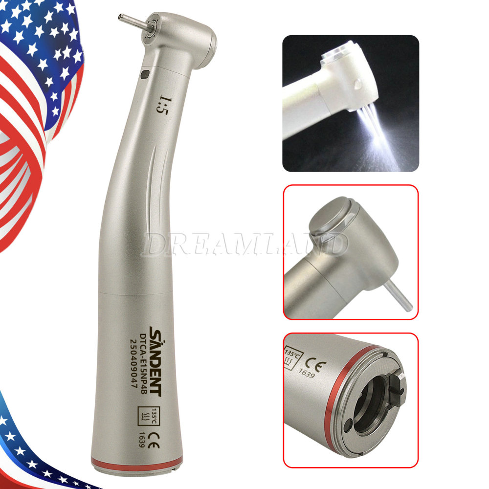 New SANDENT Dental Brushless Electric LED Micro Motor/1:5 Fiber Optic Handpiece Contra Angle