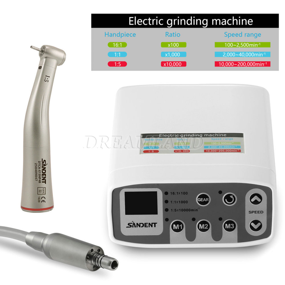 New SANDENT Dental Brushless Electric LED Micro Motor/1:5 Fiber Optic Handpiece Contra Angle