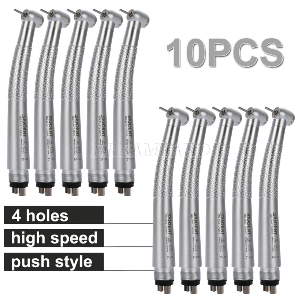 SANDENT Dental LED Fiber Optic / Non-LED High Speed Handpiece 4 Water spray 4 Holes