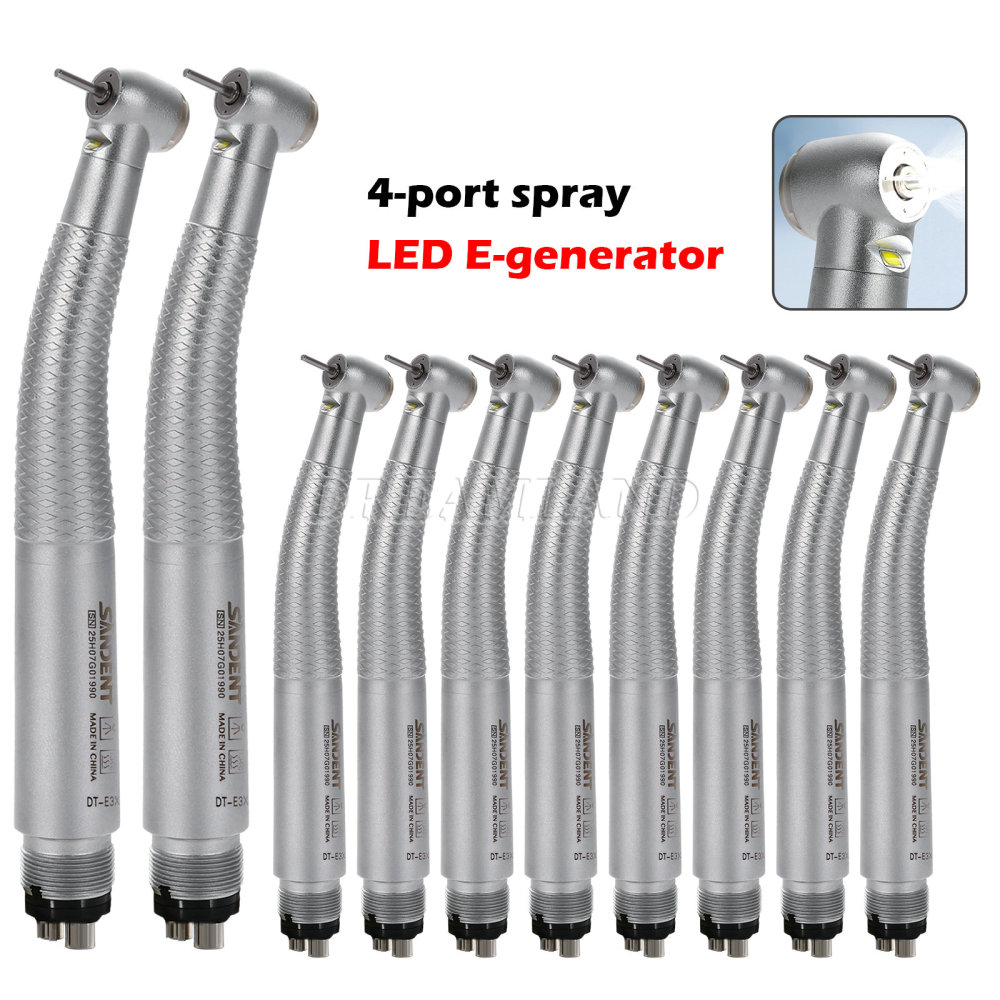 SANDENT Dental LED Fiber Optic / Non-LED High Speed Handpiece 4 Water spray 4 Holes