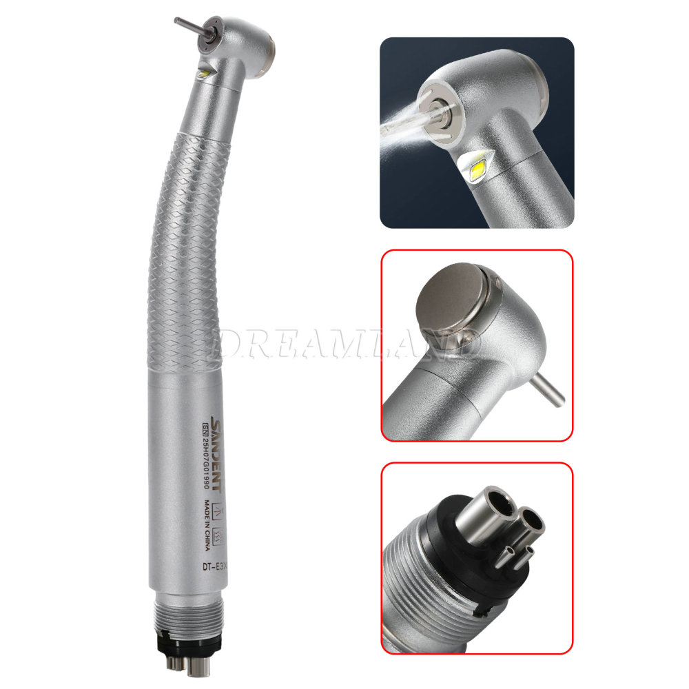 SANDENT Dental LED Fiber Optic / Non-LED High Speed Handpiece 4 Water spray 4 Holes