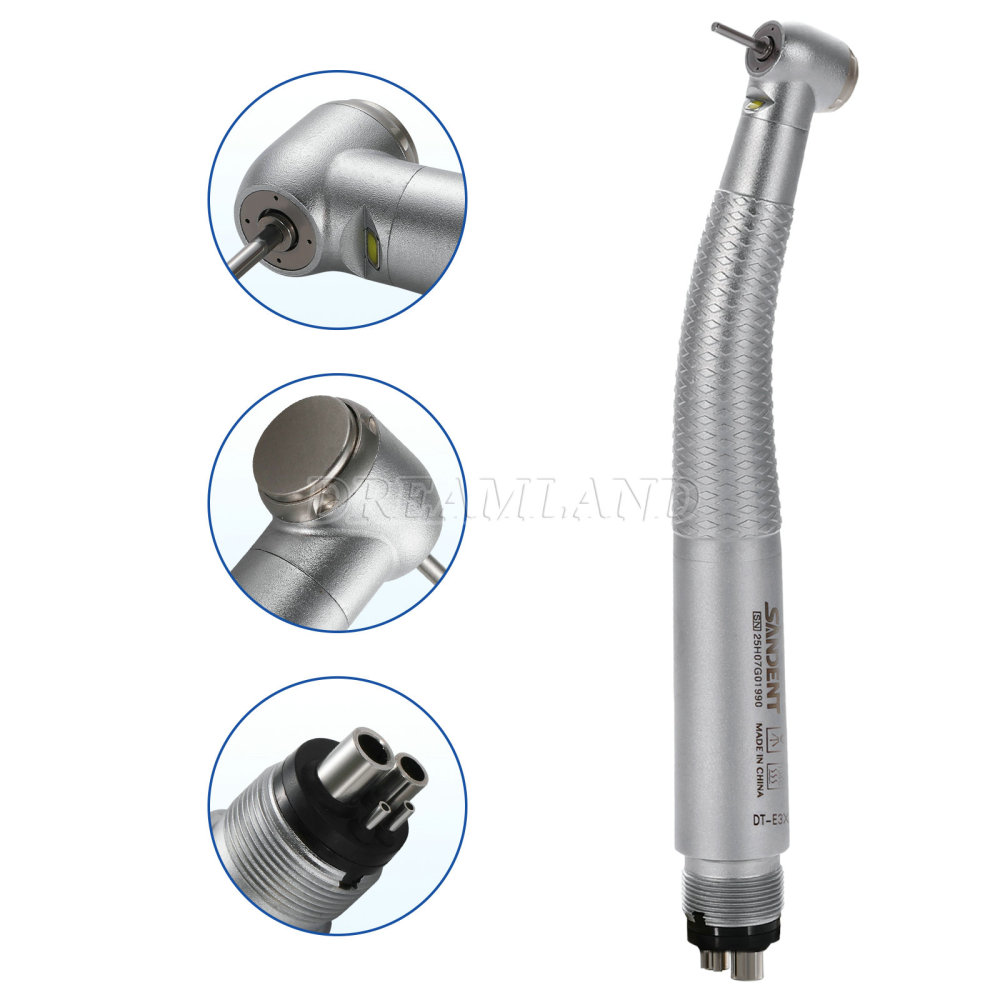 SANDENT Dental LED Fiber Optic / Non-LED High Speed Handpiece 4 Water spray 4 Holes
