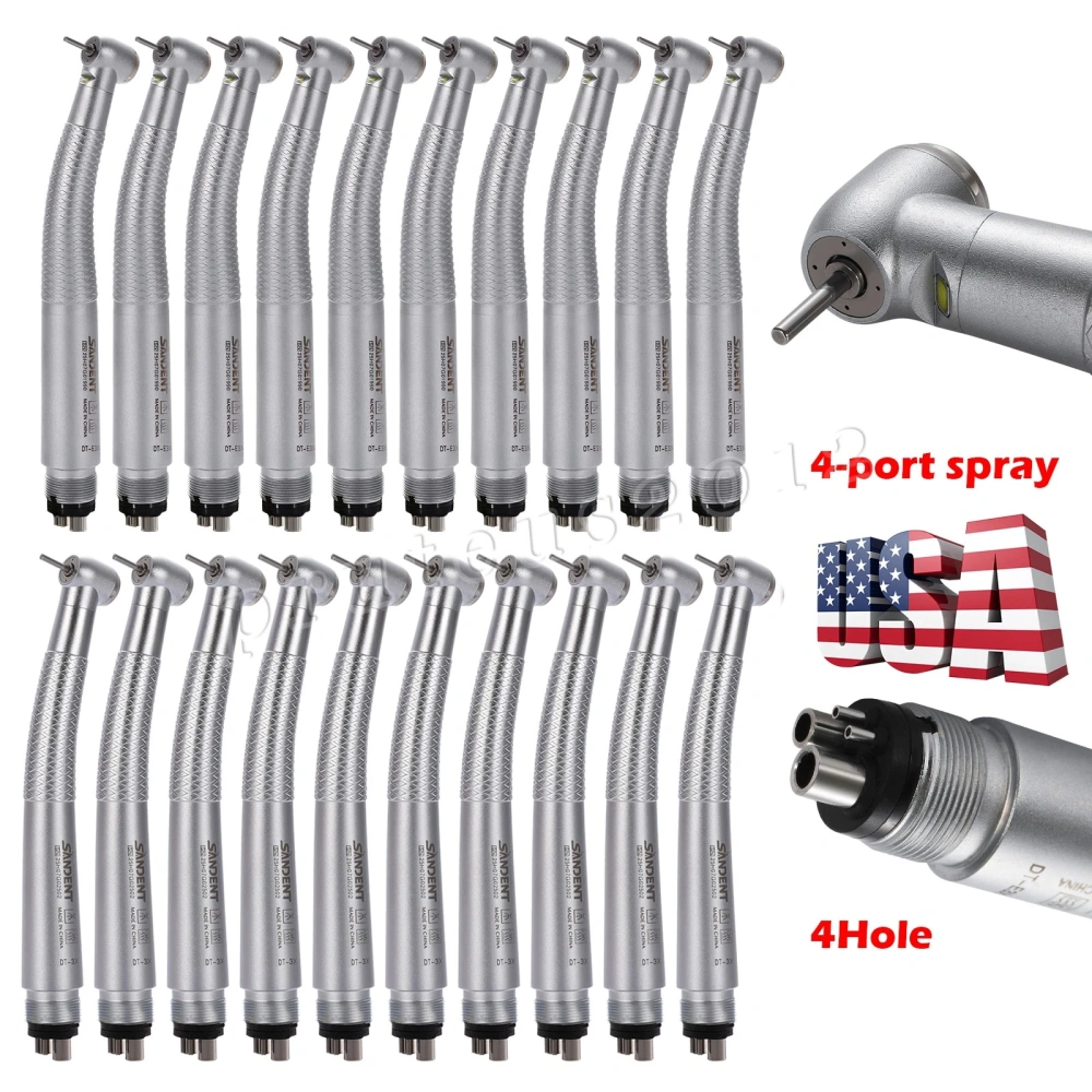 SANDENT Dental LED Fiber Optic / Non-LED High Speed Handpiece 4 Water spray 4 Holes