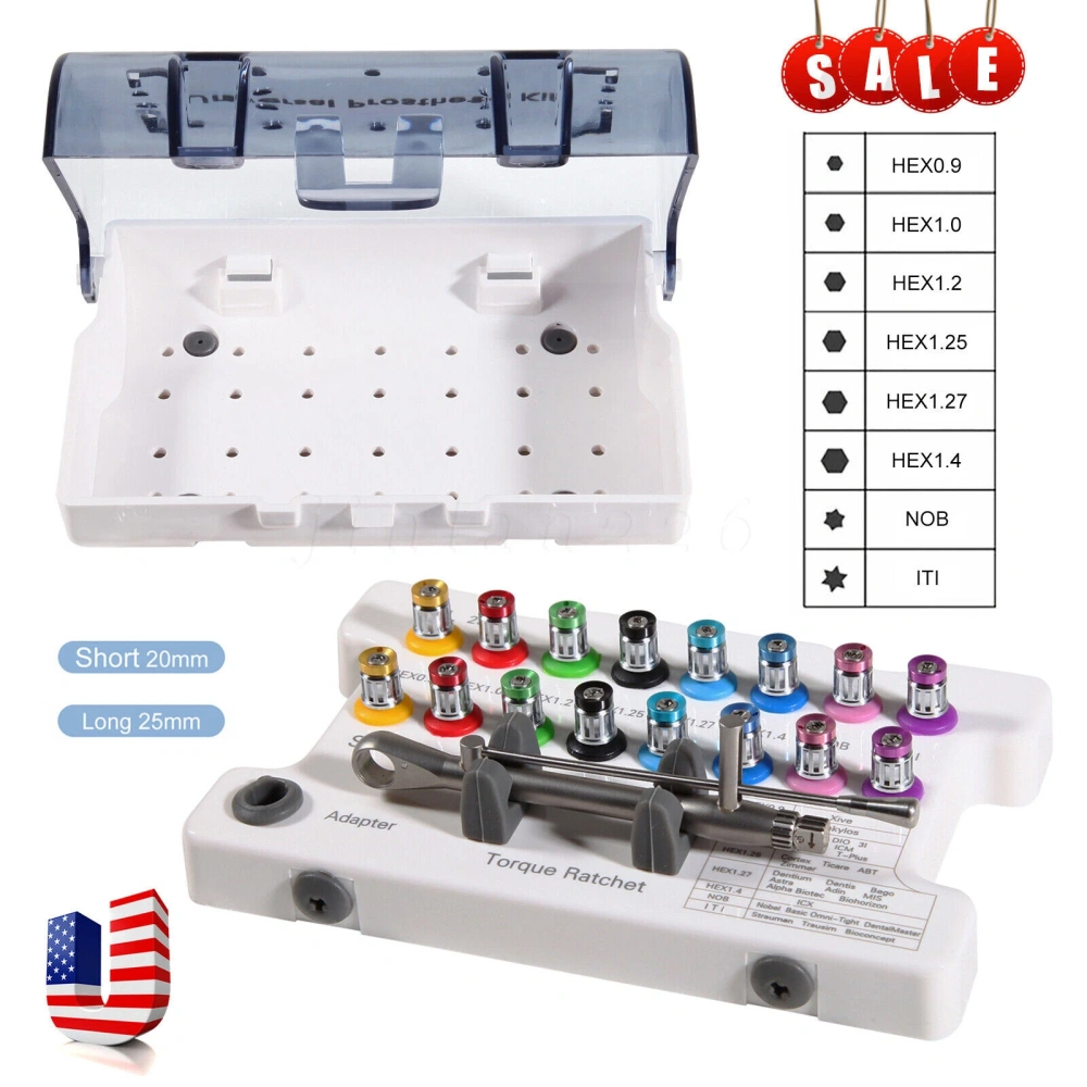 Dental Universal Implant Prosthetic Kit Torque Wrench Screw Drivers Remover Kit