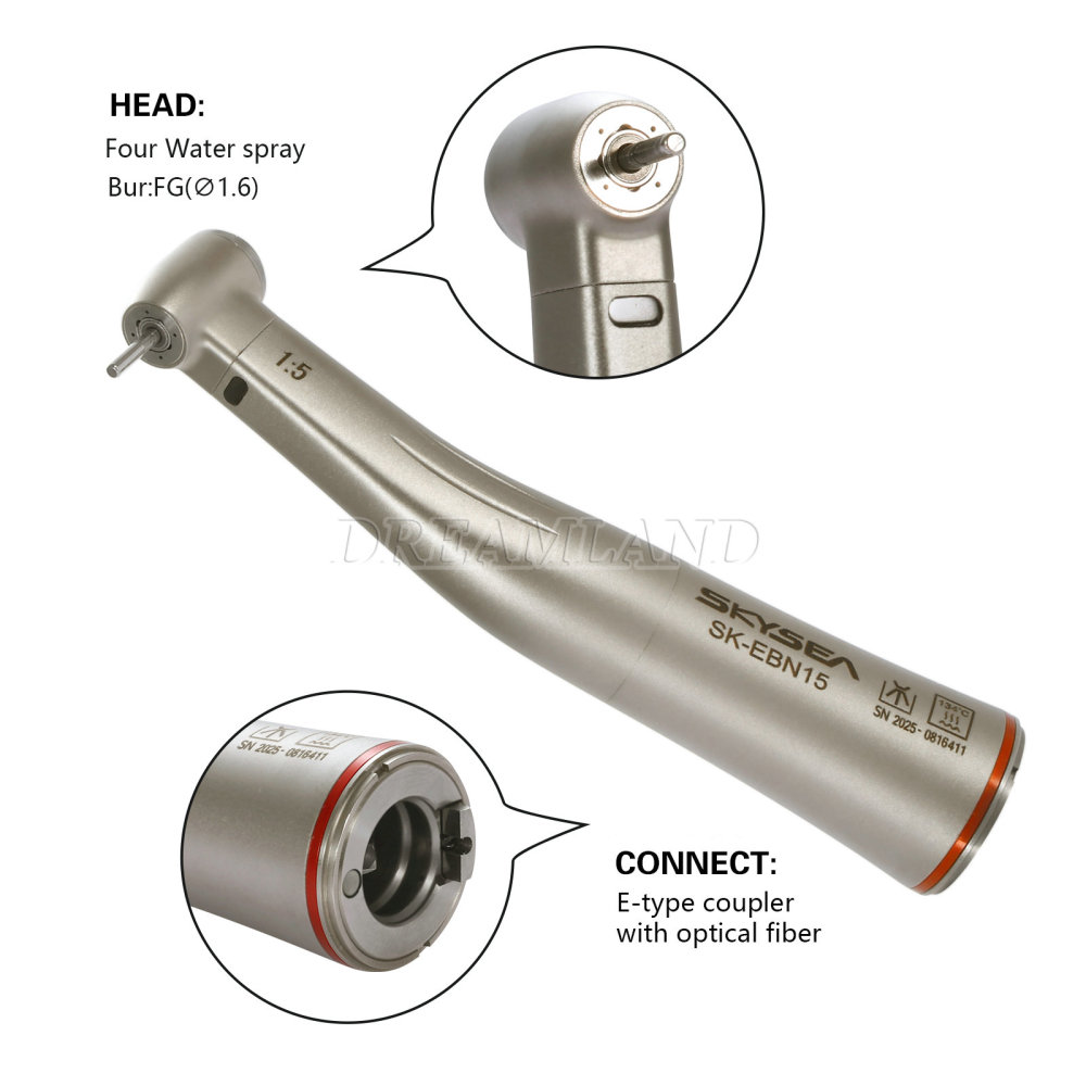 SKYSEA Brand Dental LED Fiber Optic Contra Angle 1:5 Electric Handpiece fit NSK STYLE Standard head
