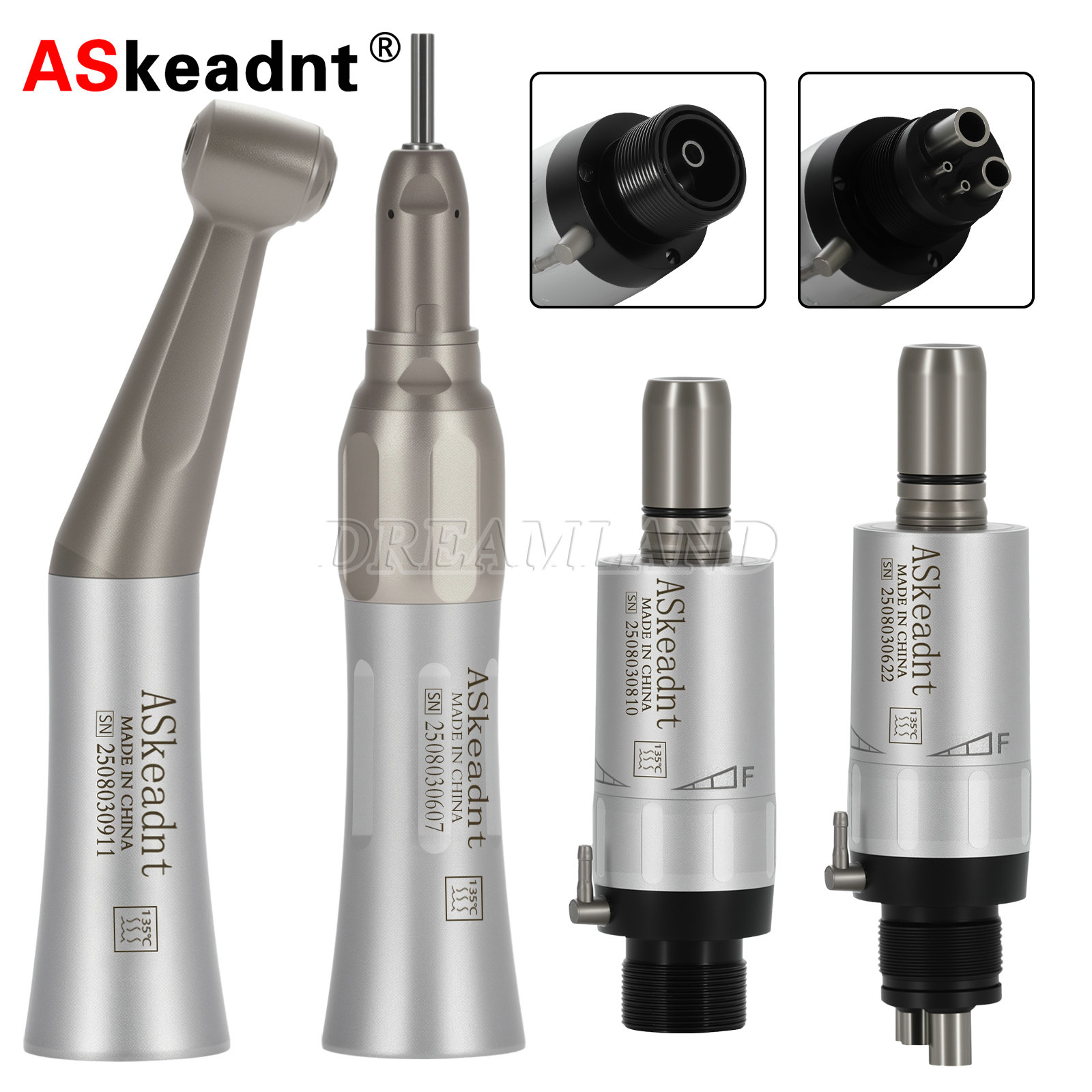 Dental Low Speed Handpiece Kit – Contra Angle + Straight + 4-Hole Motor (EP4), US Stock