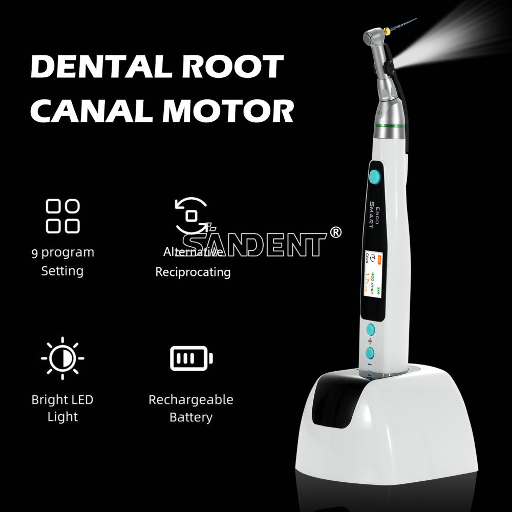 SANDENT Dental Endodontic Cordless LED Endo Motor 16:1 Contra Angle Handpiece