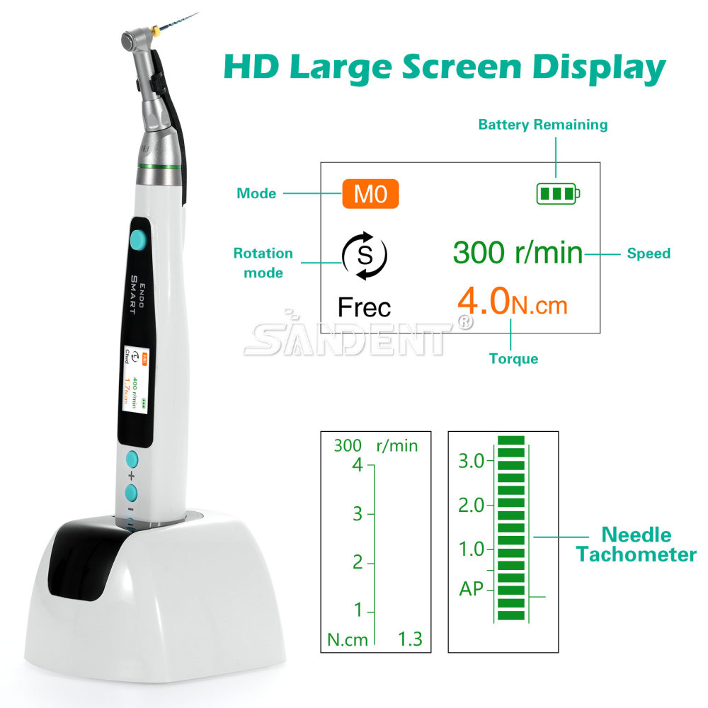 SANDENT Dental Endodontic Cordless LED Endo Motor 16:1 Contra Angle Handpiece