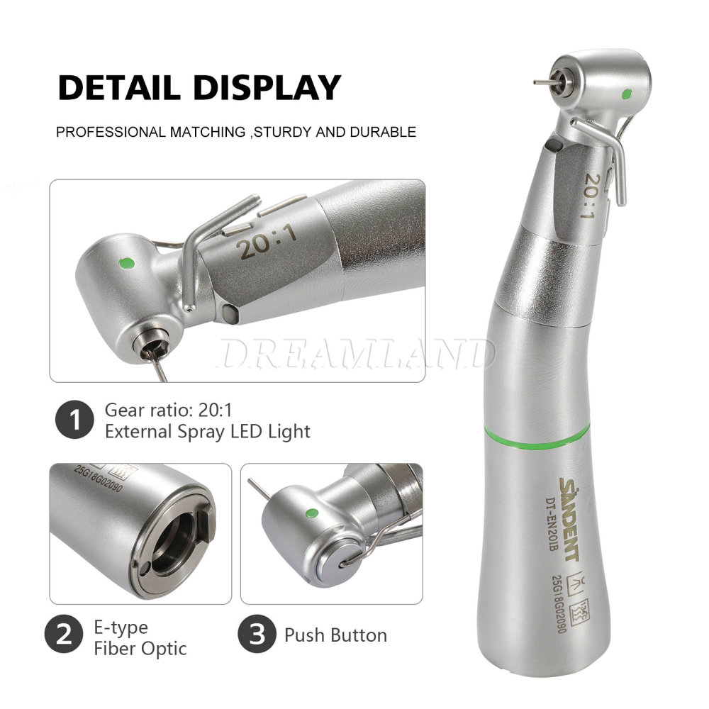 SANDENT Dental Implant Handpiece 20:1 Contra Angle Surgical Fiber Optic External WH type