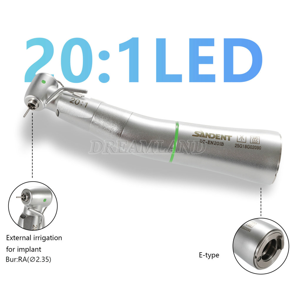 SANDENT Dental Implant Handpiece 20:1 Contra Angle Surgical Fiber Optic External WH type