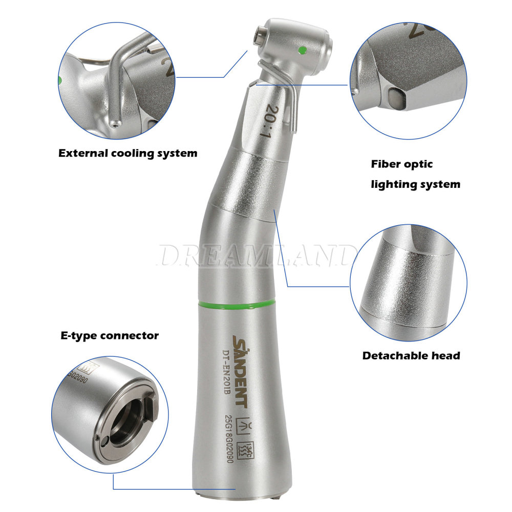 SANDENT Dental Implant Handpiece 20:1 Contra Angle Surgical Fiber Optic External WH type