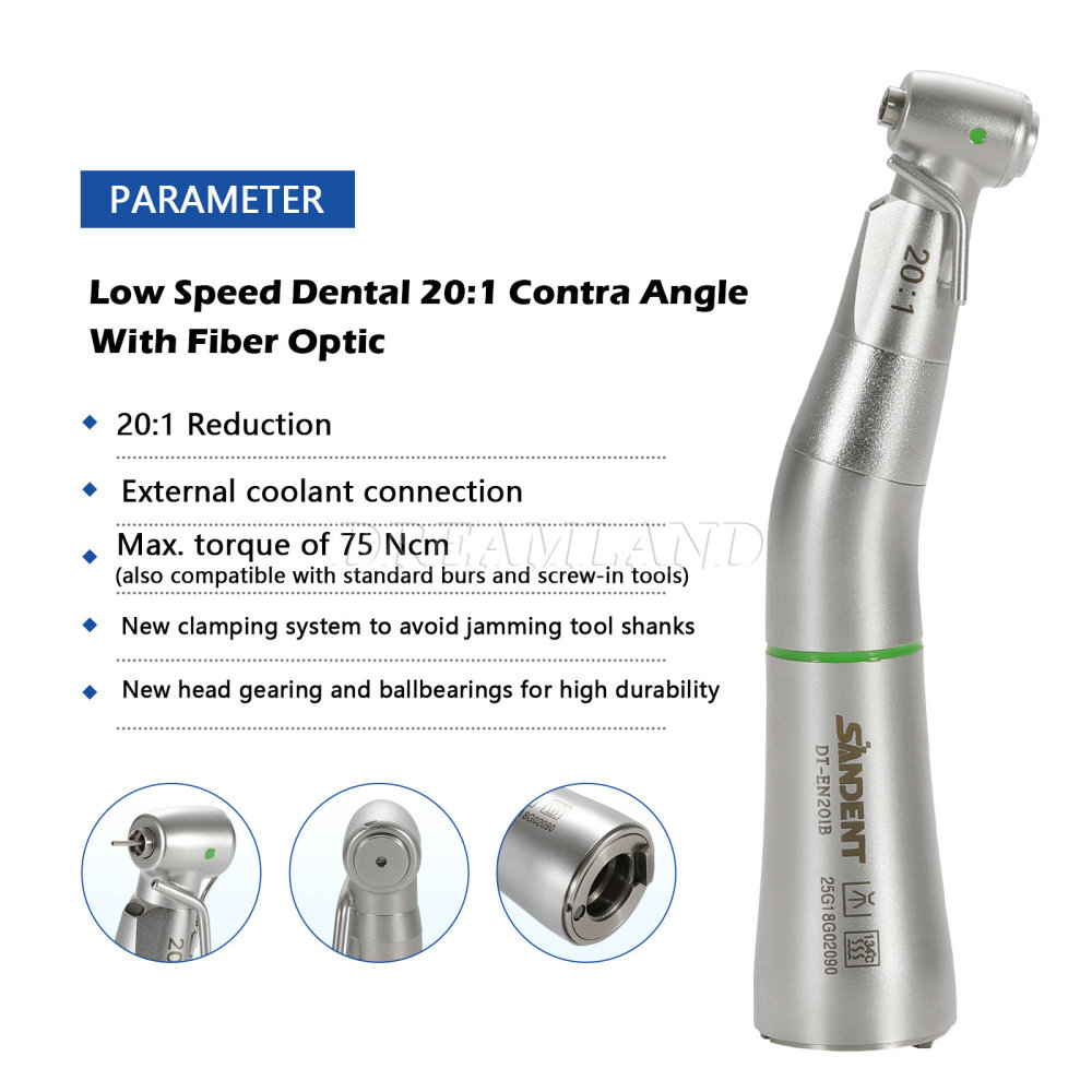 SANDENT Dental Implant Handpiece 20:1 Contra Angle Surgical Fiber Optic External WH type