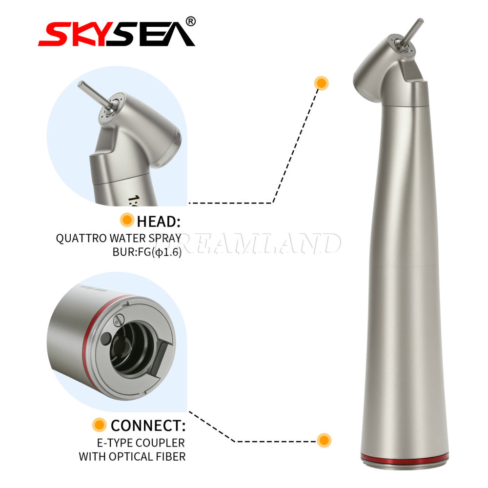 SKYSEA Dental 1:4.2 Increasing 45° Angle Fiber Optic LED Contra Angle Handpiece