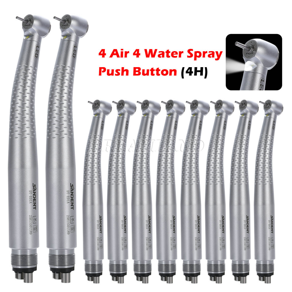 New SANDENT E-generator Dental LED Fiber Optic High Speed Handpiece 4 Holes standard head DTA