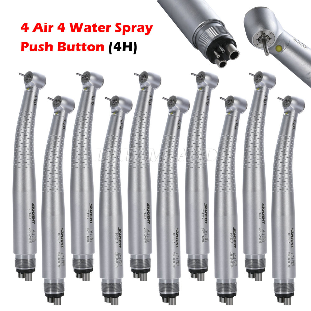 New SANDENT E-generator Dental LED Fiber Optic High Speed Handpiece 4 Holes standard head DTA