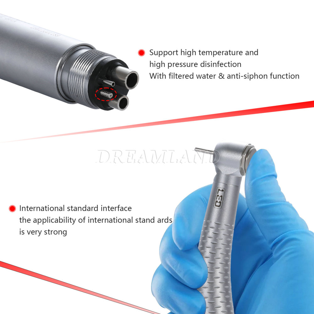 New SANDENT E-generator Dental LED Fiber Optic High Speed Handpiece 4 Holes standard head DTA