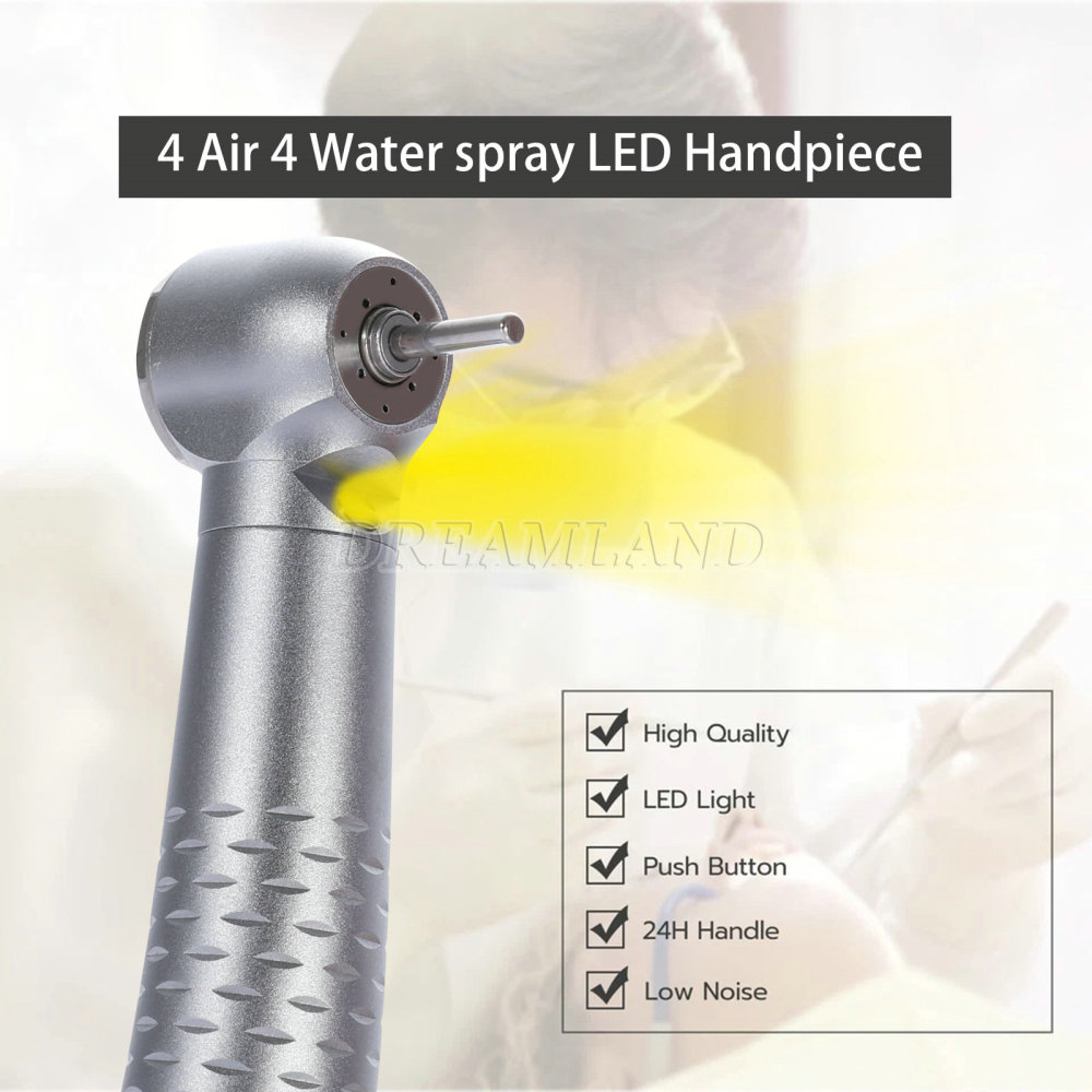 New SANDENT E-generator Dental LED Fiber Optic High Speed Handpiece 4 Holes standard head DTA