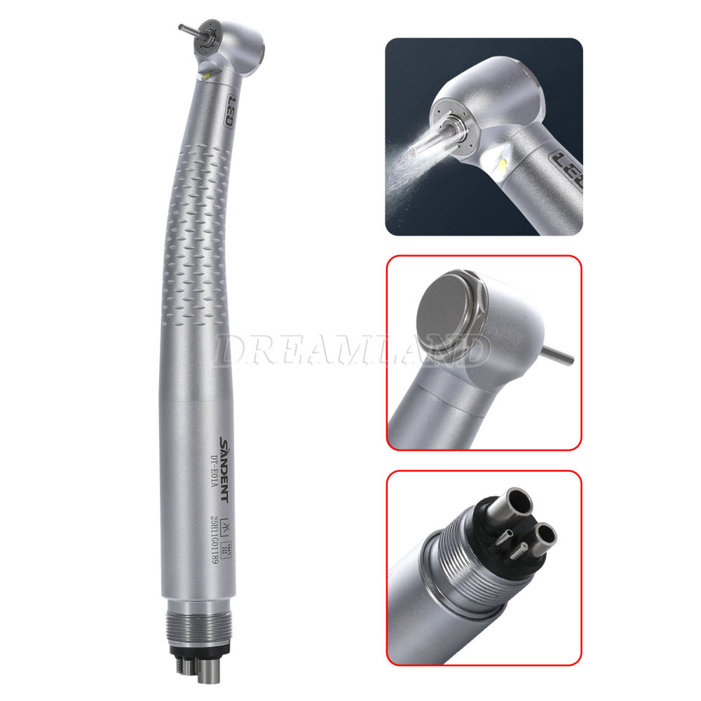 New SANDENT E-generator Dental LED Fiber Optic High Speed Handpiece 4 Holes standard head DTA
