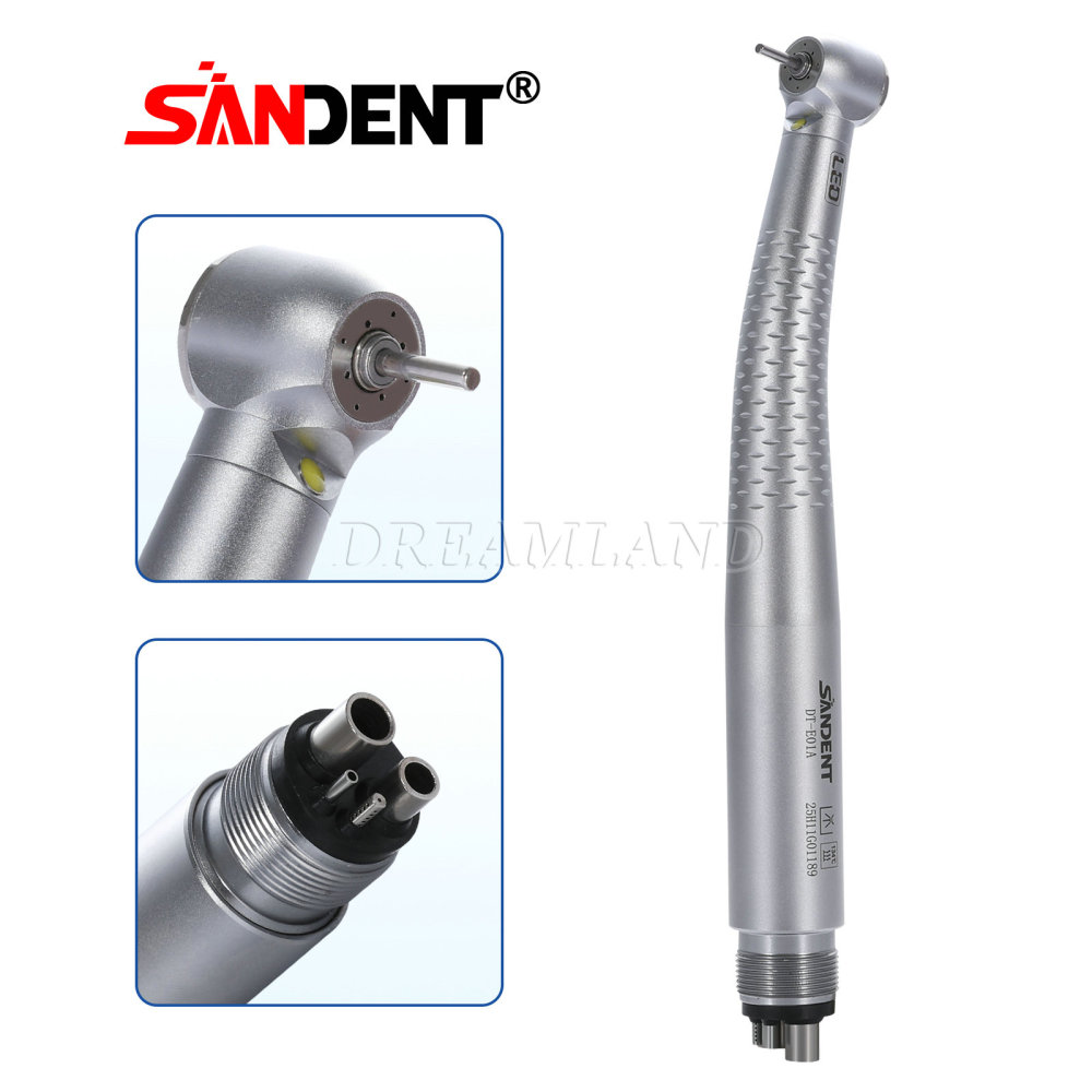 New SANDENT E-generator Dental LED Fiber Optic High Speed Handpiece 4 Holes standard head DTA