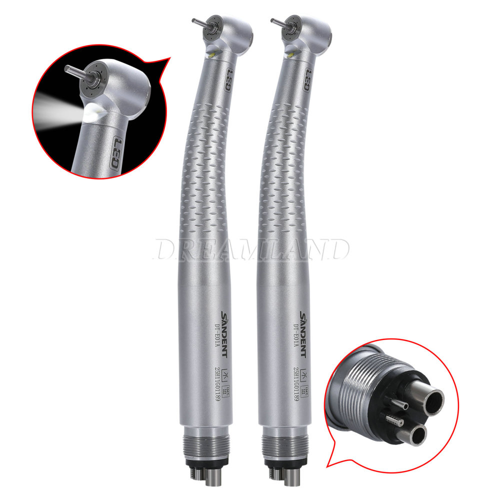 New SANDENT E-generator Dental LED Fiber Optic High Speed Handpiece 4 Holes standard head DTA