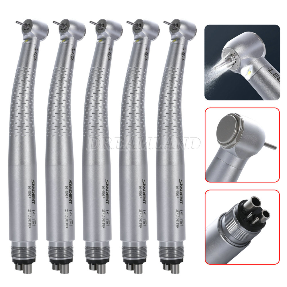 New SANDENT E-generator Dental LED Fiber Optic High Speed Handpiece 4 Holes standard head DTA