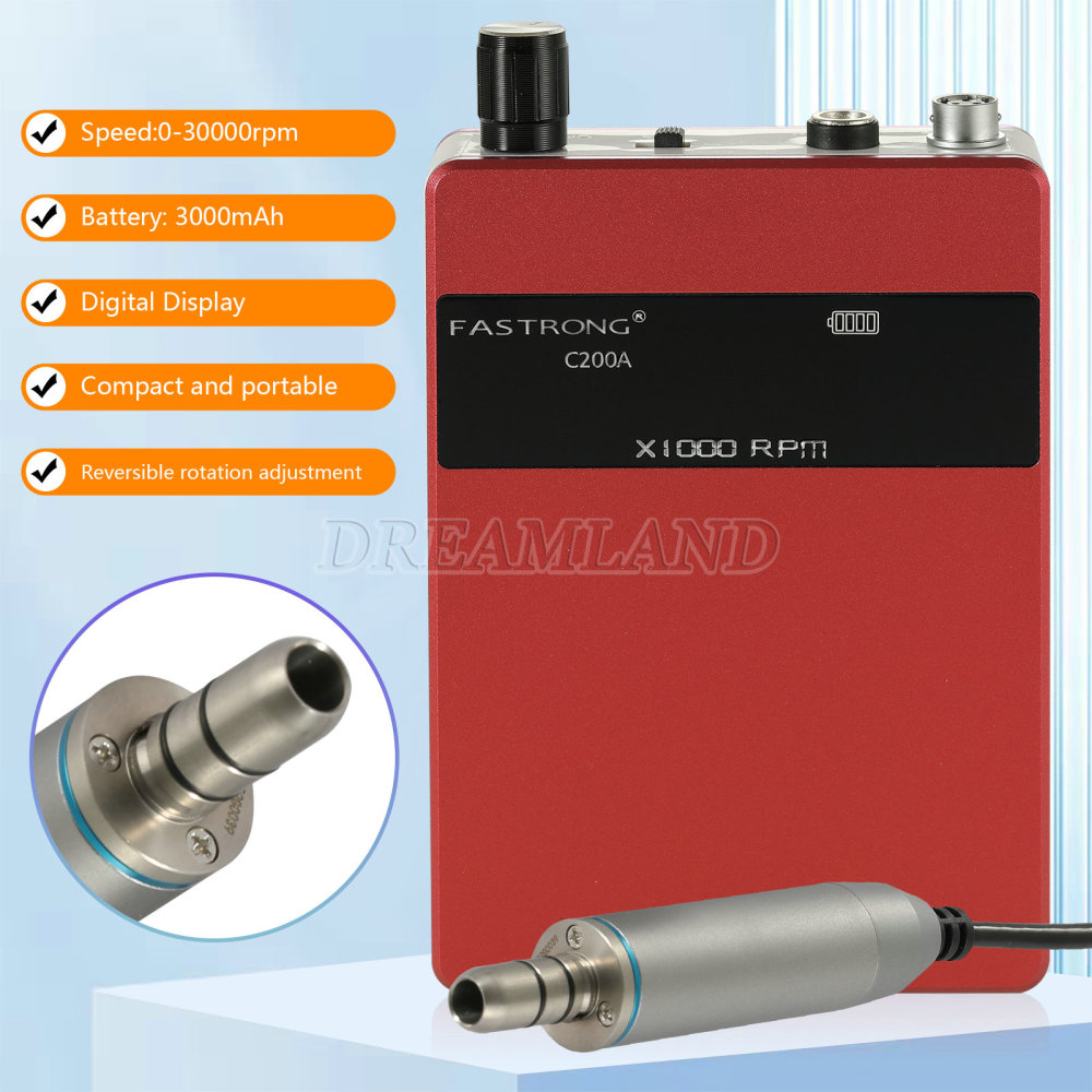 Dental Lab Portable Rechargeable Brushless Handpiece Micromotor E type w/Digital Display