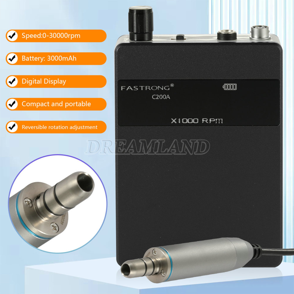 Dental Lab Portable Rechargeable Brushless Handpiece Micromotor E type w/Digital Display