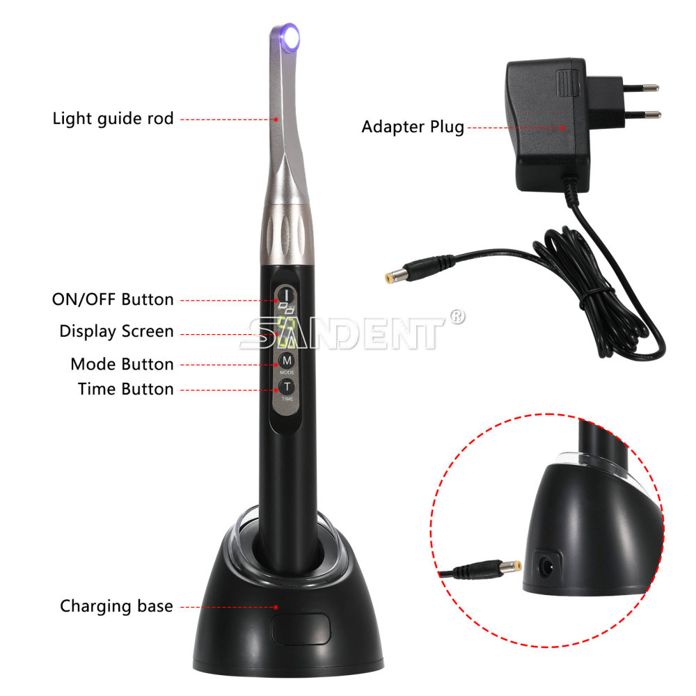 Dental  Curing Light LED Curing Lamp 1000mW/cm²~2500mW/cm² White/Black 385nm-515nm Woodpecker iLed type