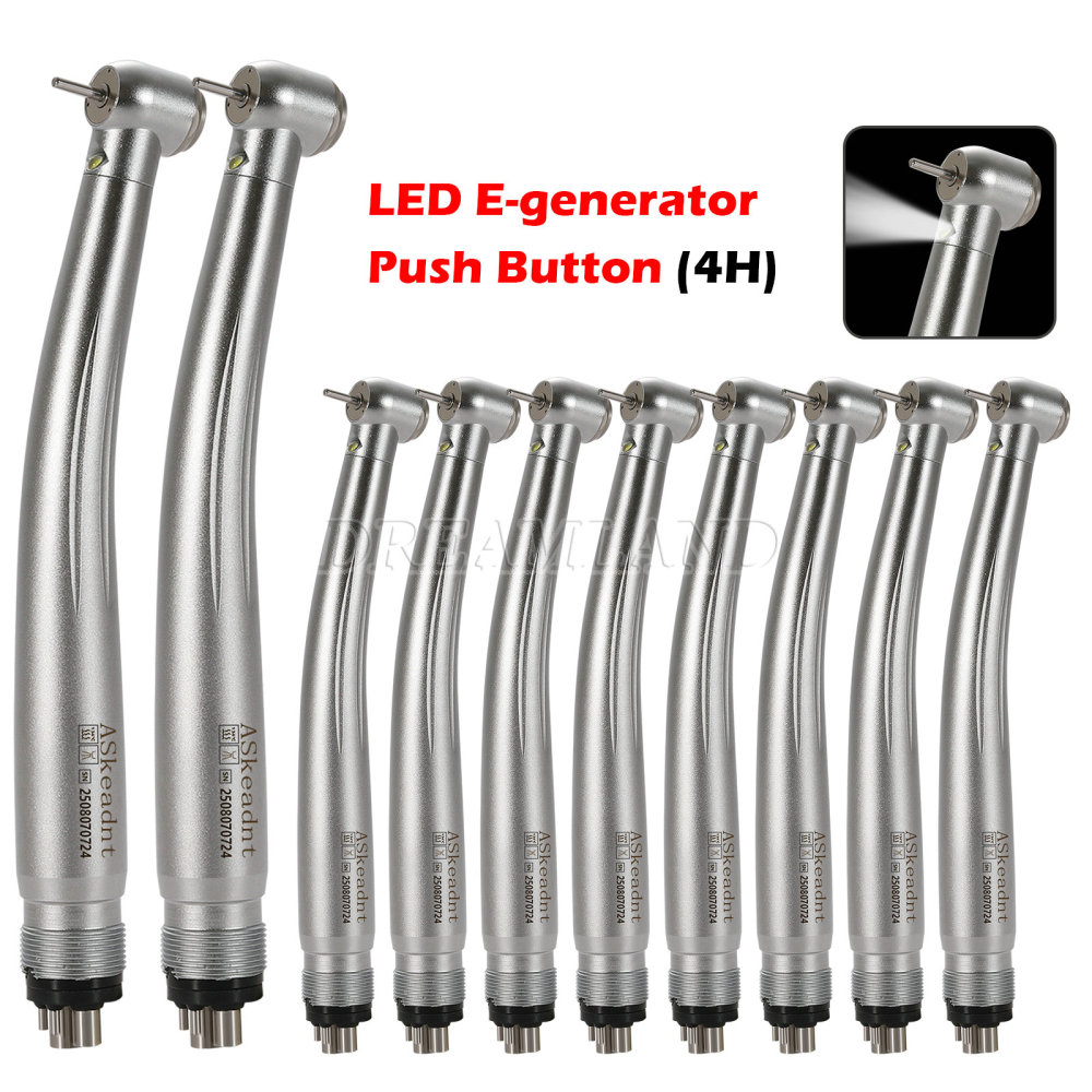 ASKeadnt Dental Fiber Optic LED E-generator High Speed Handpiece Turbine 4 hole