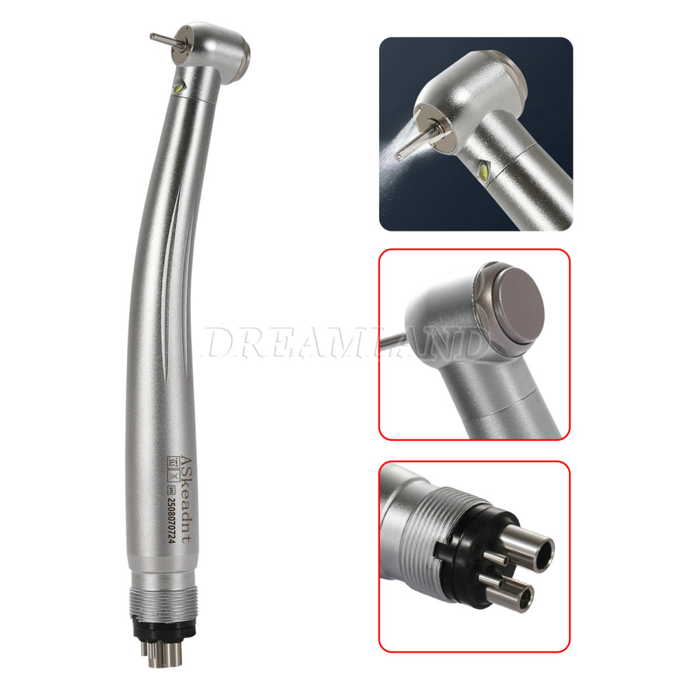 ASKeadnt Dental Fiber Optic LED E-generator High Speed Handpiece Turbine 4 hole