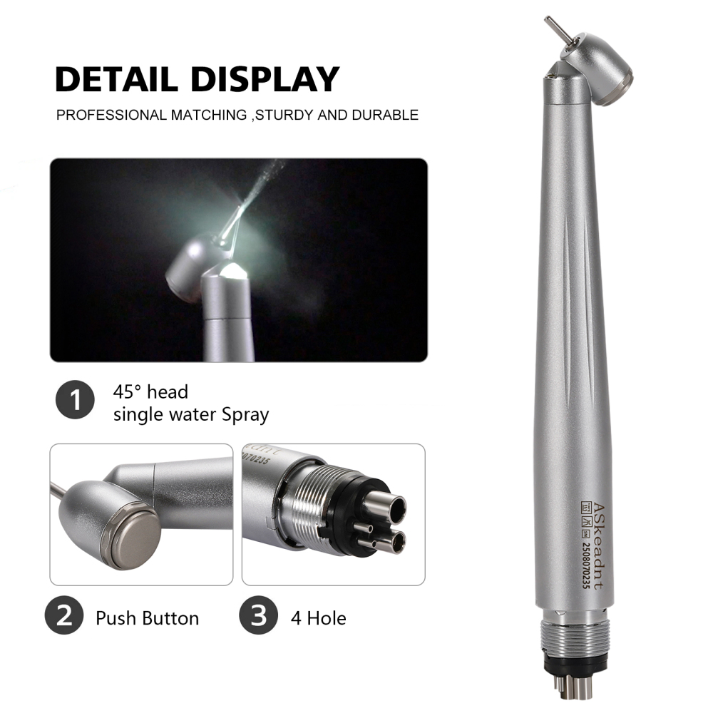 Dental 45 Degree LED E-generator High Speed Handpiece 4Holes Askeadnt