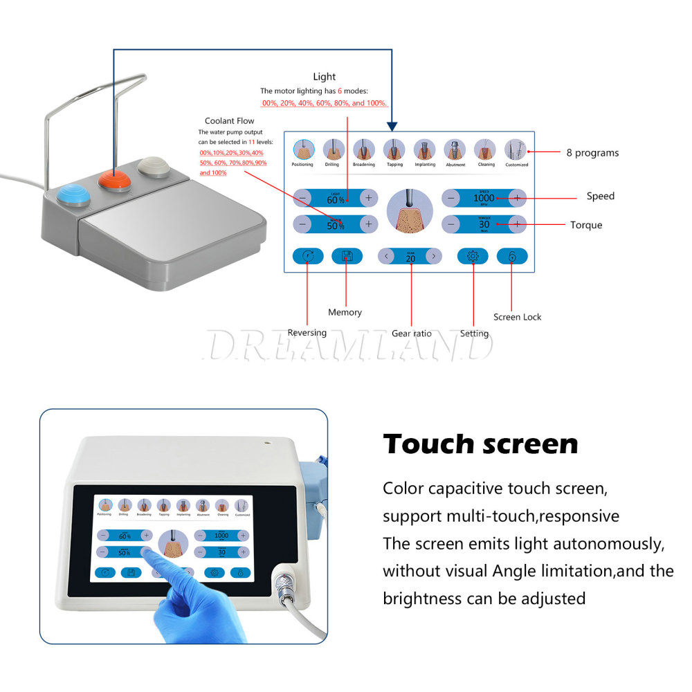 New updated  Brushless Dental LED Implant Motor System with  20:1 Contra Angle Handpiece