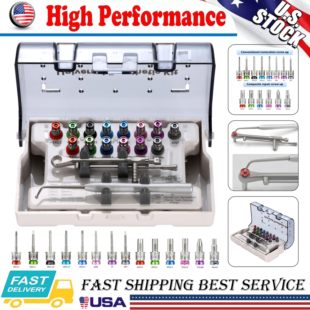 Dental Implant Surgical Manual Kit Torque Wrench Tool with 14 Screw Drivers