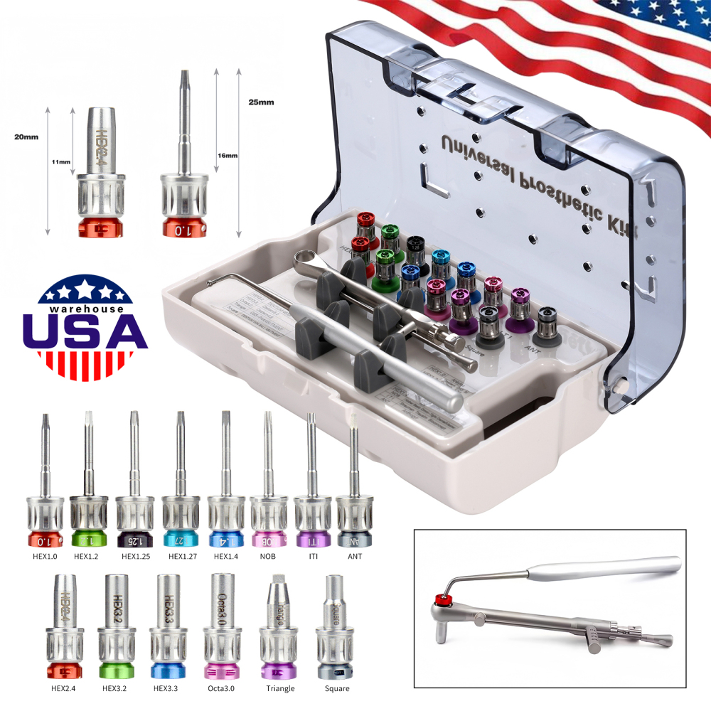 Dental Implant Surgical Manual Kit Torque Wrench Tool with 14 Screw Drivers