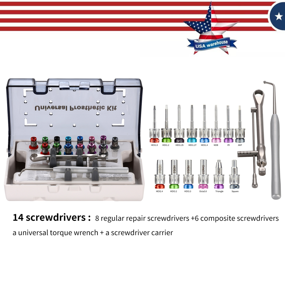 Dental Implant Surgical Manual Kit Torque Wrench Tool with 14 Screw Drivers