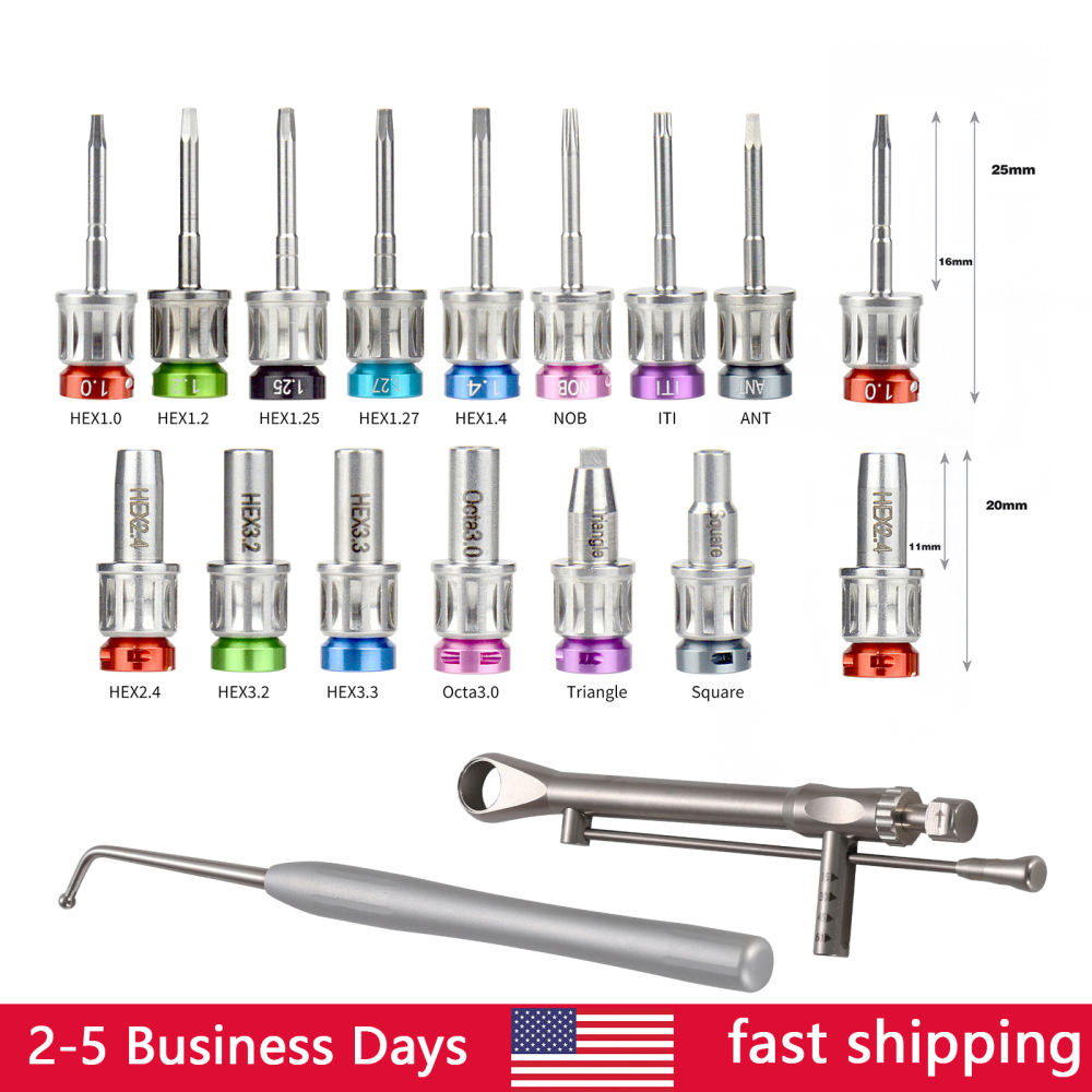 Dental Implant Surgical Manual Kit Torque Wrench Tool with 14 Screw Drivers