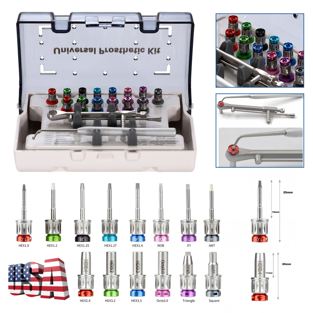 Dental Implant Surgical Manual Kit Torque Wrench Tool with 14 Screw Drivers