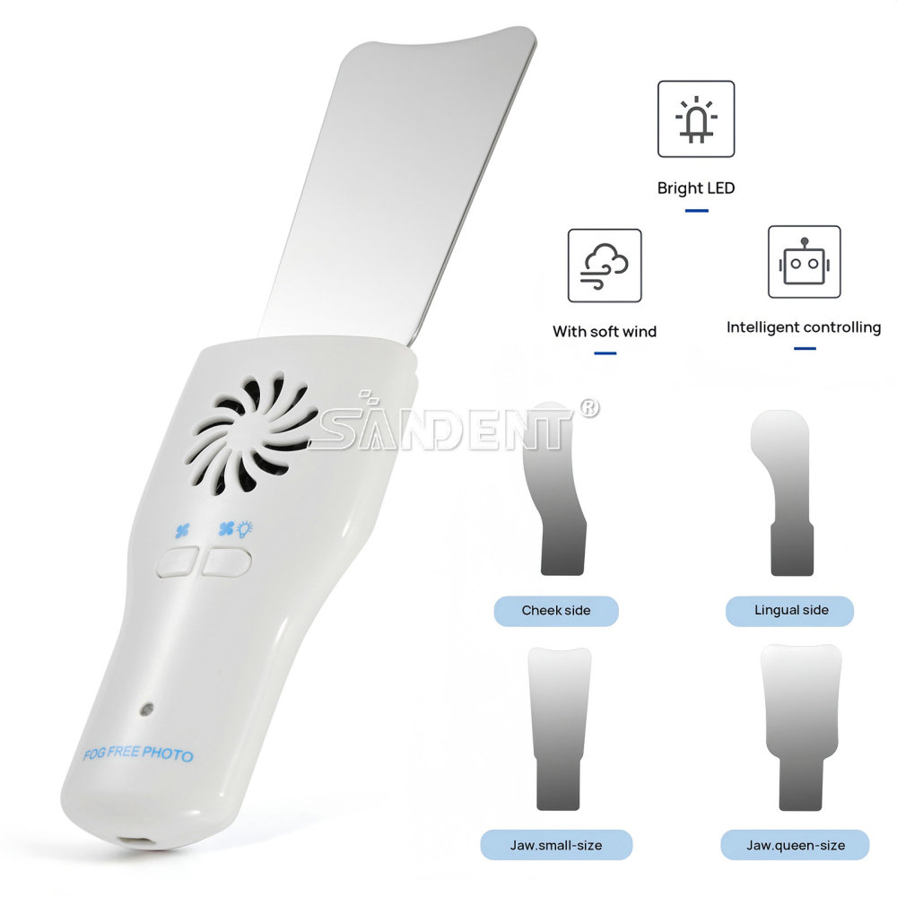 Dental Fog Free LED Oral Mirror Stainless Steel Defogging Imaging Reflector Kit