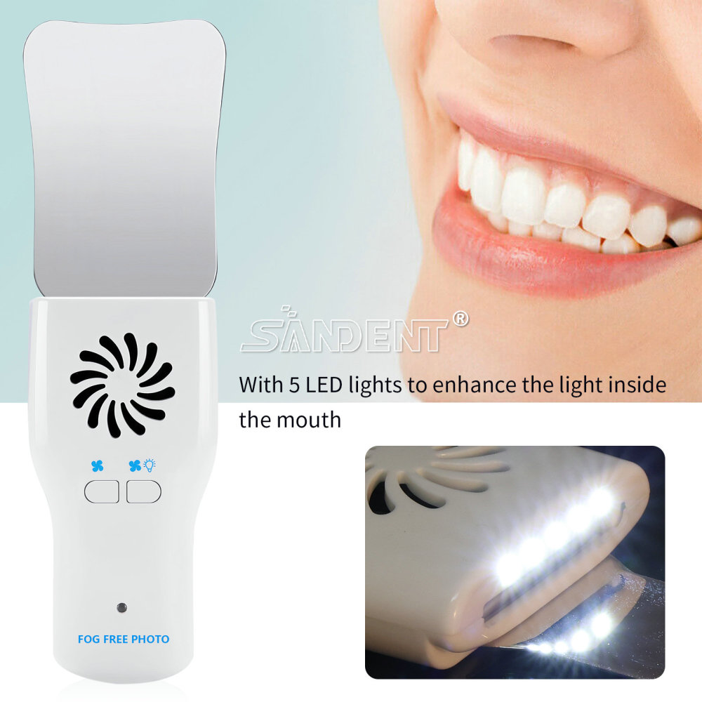 Dental Fog Free LED Oral Mirror Stainless Steel Defogging Imaging Reflector Kit