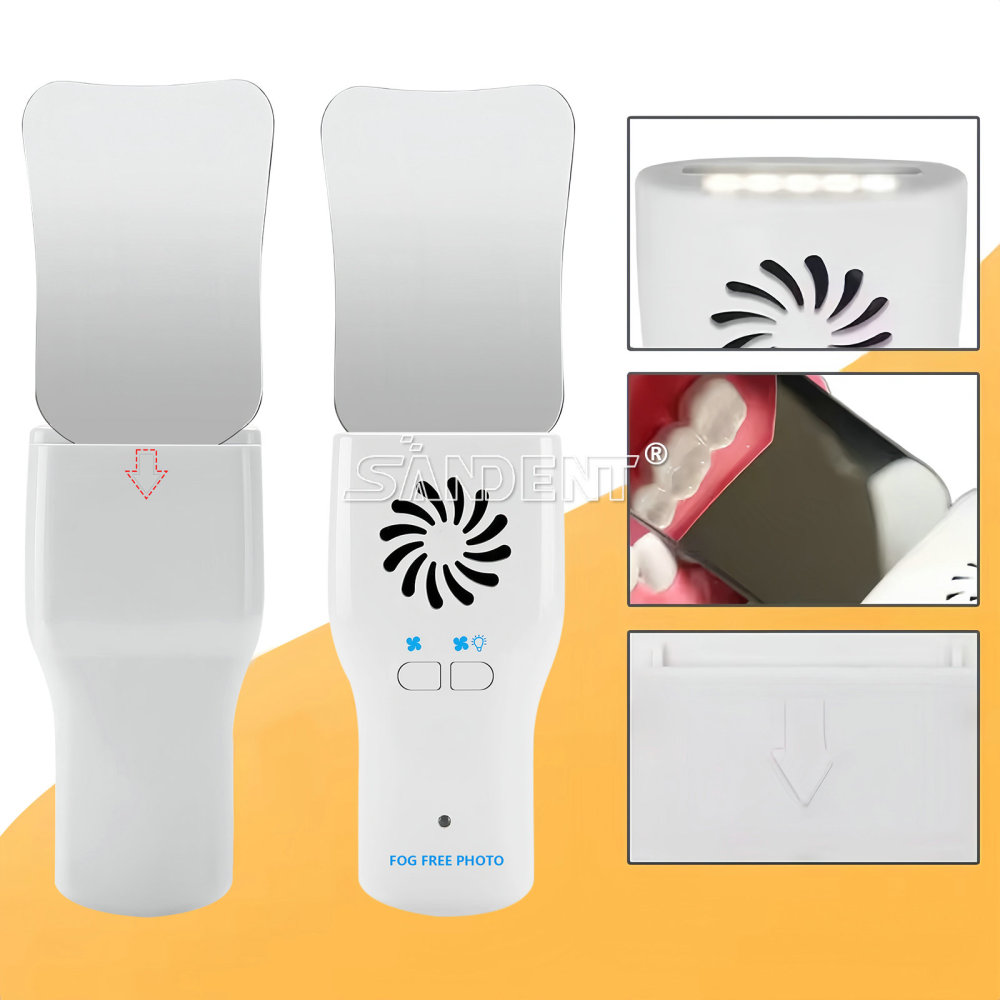 Dental Fog Free LED Oral Mirror Stainless Steel Defogging Imaging Reflector Kit