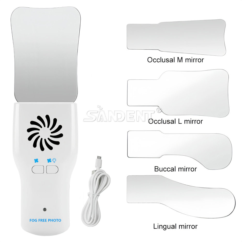 Dental Fog Free LED Oral Mirror Stainless Steel Defogging Imaging Reflector Kit
