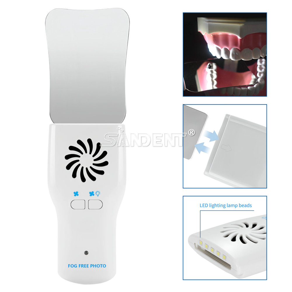 Dental Fog Free LED Oral Mirror Stainless Steel Defogging Imaging Reflector Kit