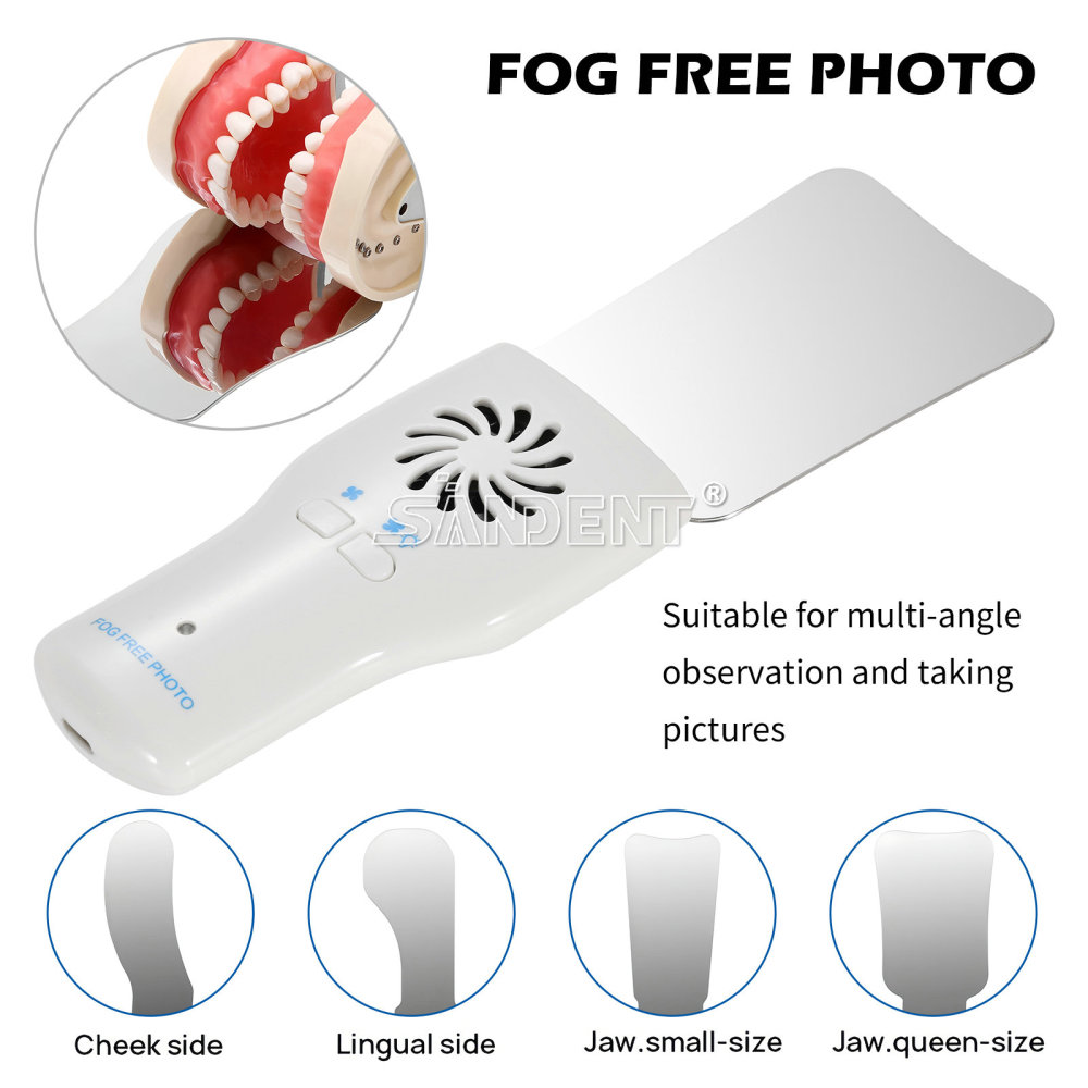 Dental Fog Free LED Oral Mirror Stainless Steel Defogging Imaging Reflector Kit
