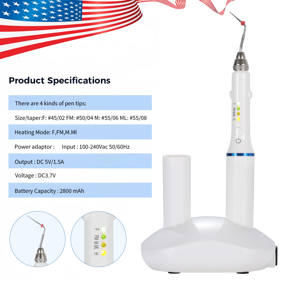 Dental Teeth Wireless Endo Heated Pen Gutta Percha Obturation System+ 4 Fill Tips
