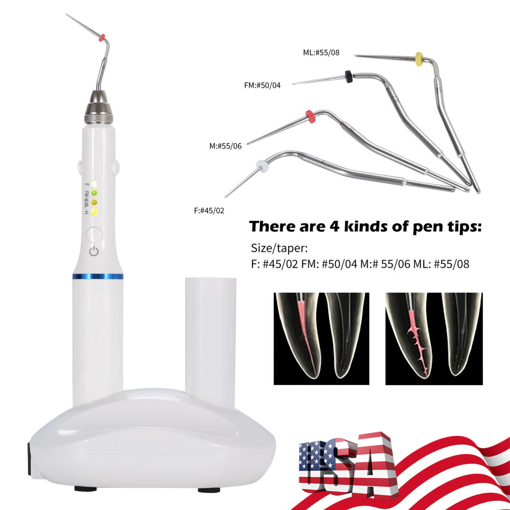 Dental Teeth Wireless Endo Heated Pen Gutta Percha Obturation System+ 4 Fill Tips