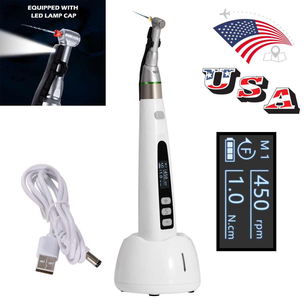 Dental Wireless LED Endo Motor 16:1 Contra Angle Root Canal Treatment Endodontic