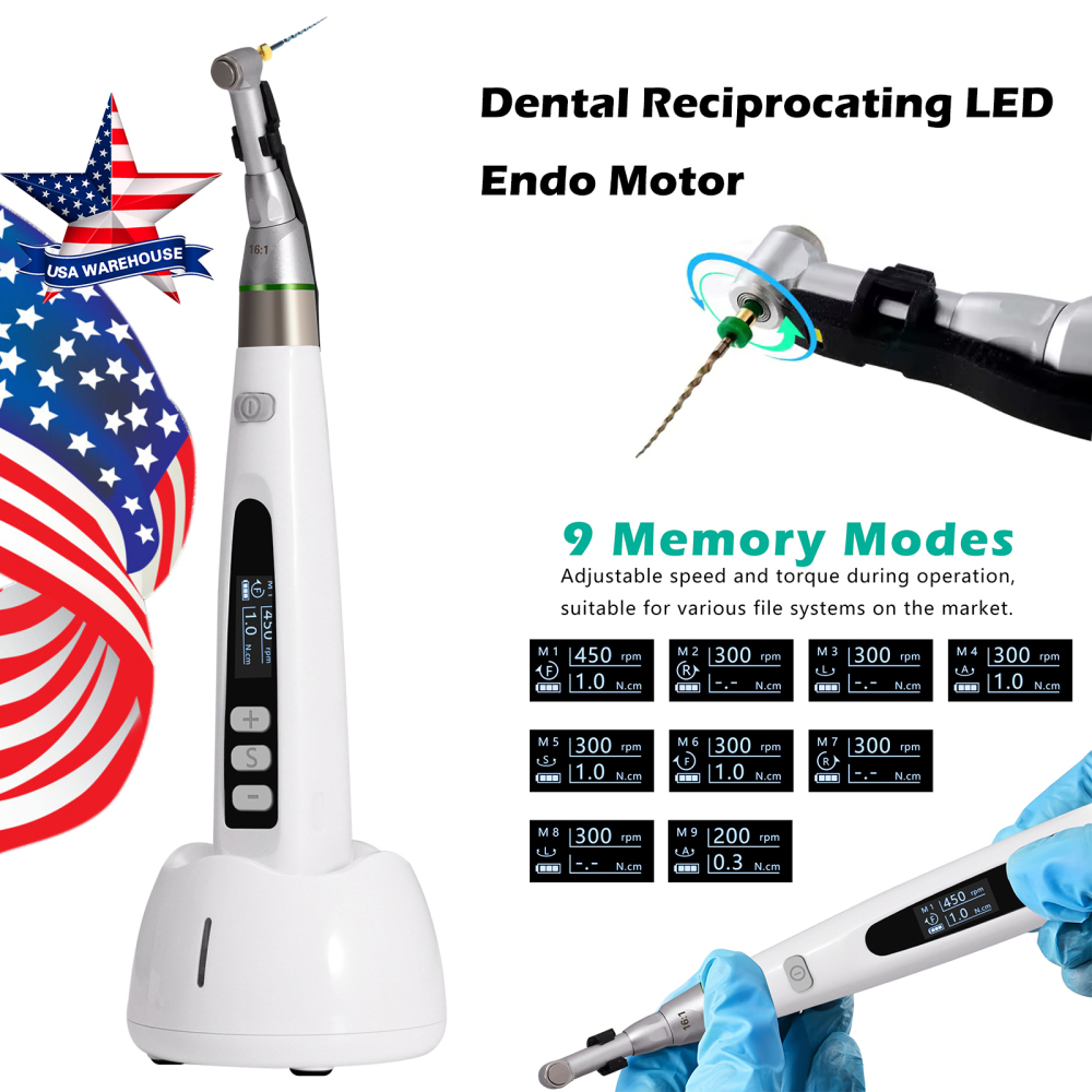 Dental Wireless LED Endo Motor 16:1 Contra Angle Root Canal Treatment Endodontic